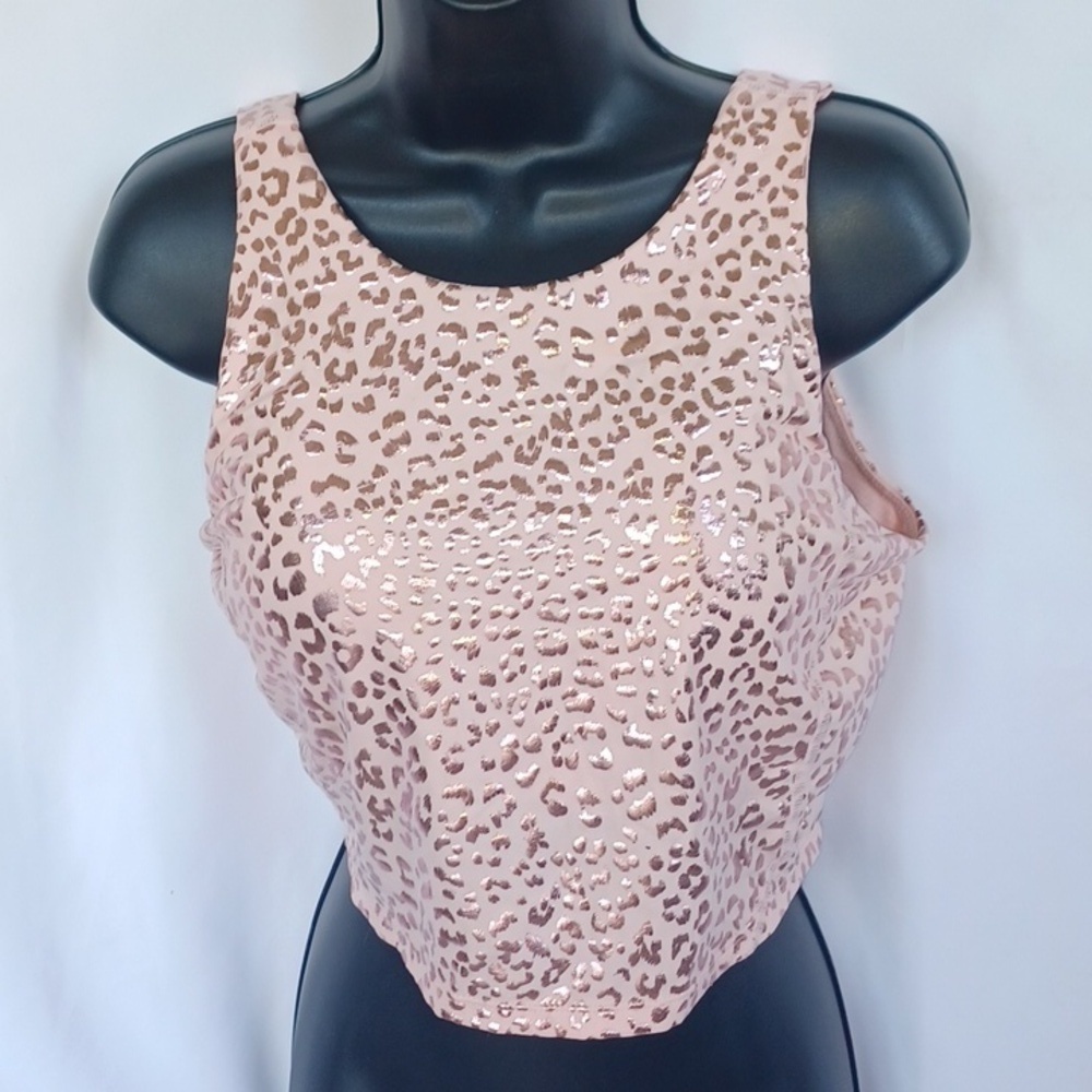 NWT Crane Pink/Animal Print/Shimmer Bodycore Cropped Tank.Barbiecore. Balletcore